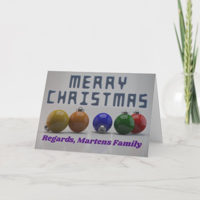 Cartes Pour Fêtes Annuelles Texte personnalisé et conception 3D Noël (Devant)