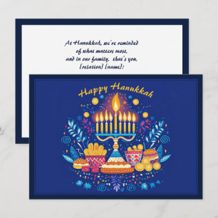 Cartes Pour Fêtes Annuelles Texte personnalisé Happy Hanoukka ✡️,