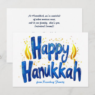 Cartes Pour Fêtes Annuelles Texte personnalisé Happy Hanoukka ✡️,
