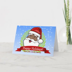 Cartes Pour Fêtes Annuelles Texte personnalisé Jolly Ethnic Père Noël