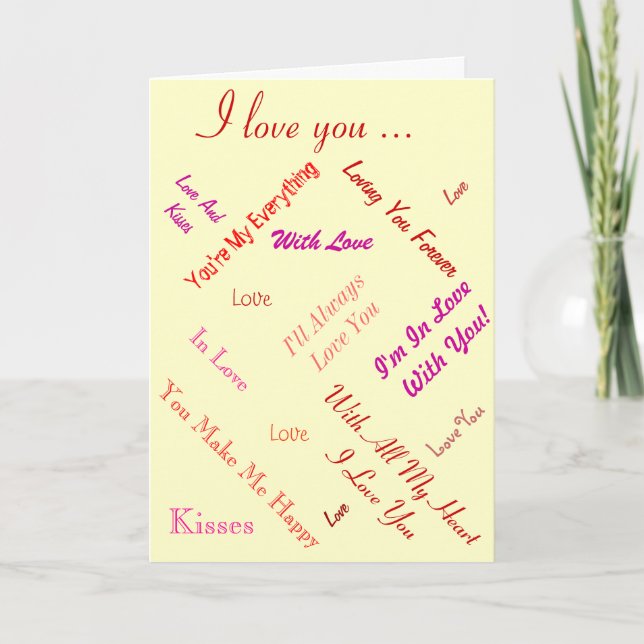 Cartes Pour Fêtes Annuelles texte romantique sur l'amour arrière - plan crème (Devant)