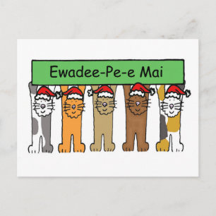 Cartes Pour Fêtes Annuelles Thai Happy Christmas Cartoon Cats
