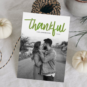 Cartes Pour Fêtes Annuelles Thankful brushed   Thanksgiving Photo Card