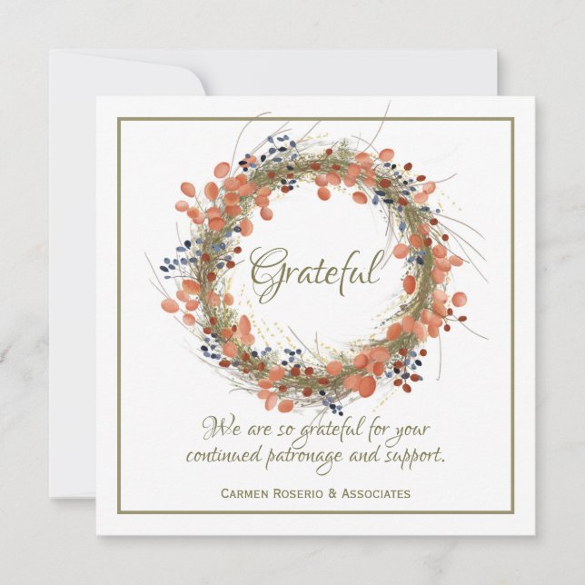 Cartes Pour Fêtes Annuelles Thankgiving professionnel de couronne d'automne (Devant)