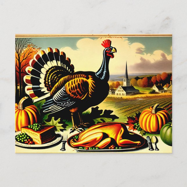 Cartes Pour Fêtes Annuelles Thanksgiving 1800s Fresh Turkey (Devant)