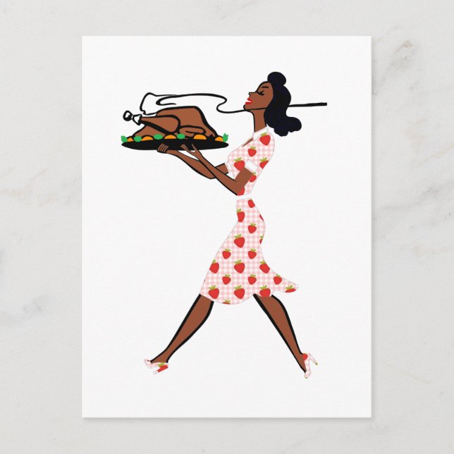 Cartes Pour Fêtes Annuelles thanksgiving 1950 femme au foyer noire (Devant)