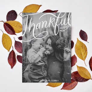 Cartes Pour Fêtes Annuelles Thanksgiving a lettré à la main remerciant photo