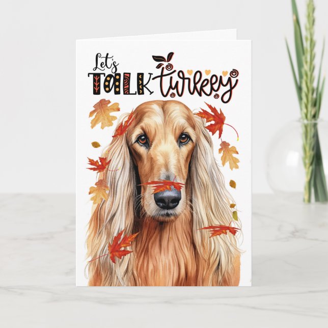 Cartes Pour Fêtes Annuelles Thanksgiving Afghan Hound Dog Parlons Turquie (Devant)