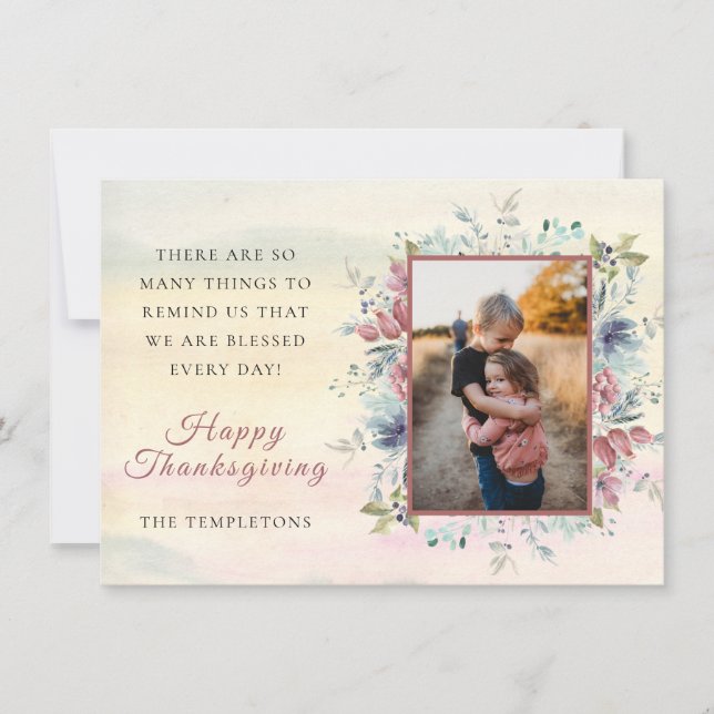 Cartes Pour Fêtes Annuelles Thanksgiving Automne Floral Photo Appartement de v (Devant)