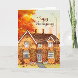 Cartes Pour Fêtes Annuelles Thanksgiving Autumn Home avec Citrouilles