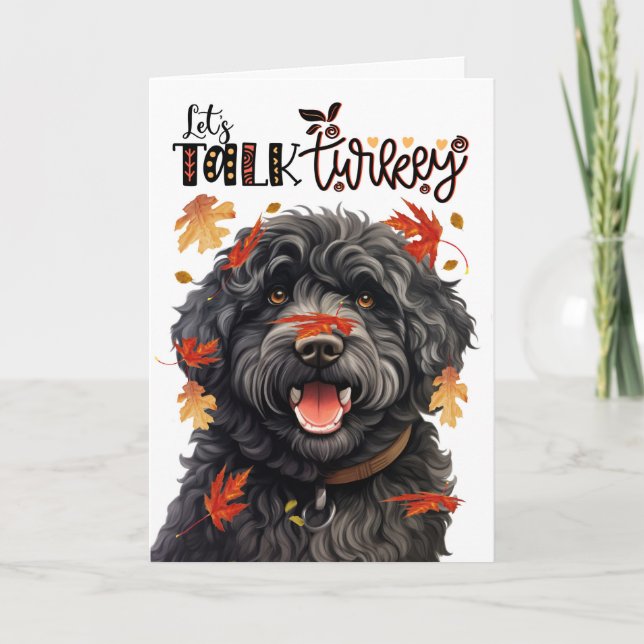 Cartes Pour Fêtes Annuelles Thanksgiving Barbet Dog Parlons de Turquie (Devant)