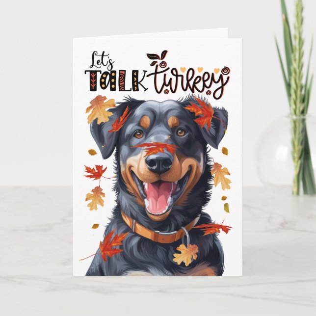 Cartes Pour Fêtes Annuelles Thanksgiving Beauceron Dog Parlons Turquie (Devant)