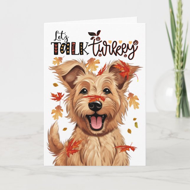 Cartes Pour Fêtes Annuelles Thanksgiving Berger Picard Dog Parlons Turquie (Devant)