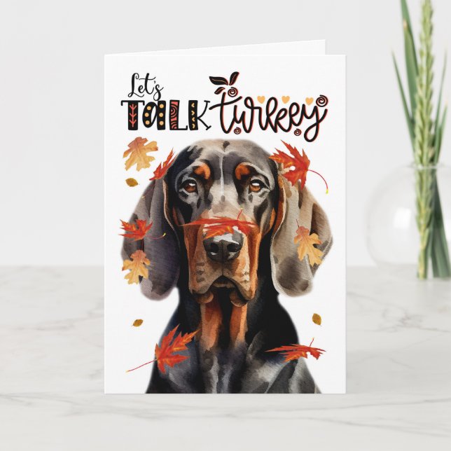 Cartes Pour Fêtes Annuelles Thanksgiving Black Tan Coonhound Parlons Turquie (Devant)