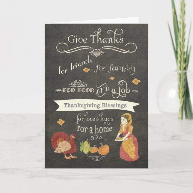 Cartes Pour Fêtes Annuelles Thanksgiving Blessings, Christian, tableau de bord (Devant)