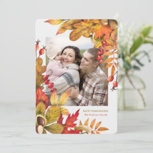 Cartes Pour Fêtes Annuelles Thanksgiving Bold Botanical Flat Vert Photo