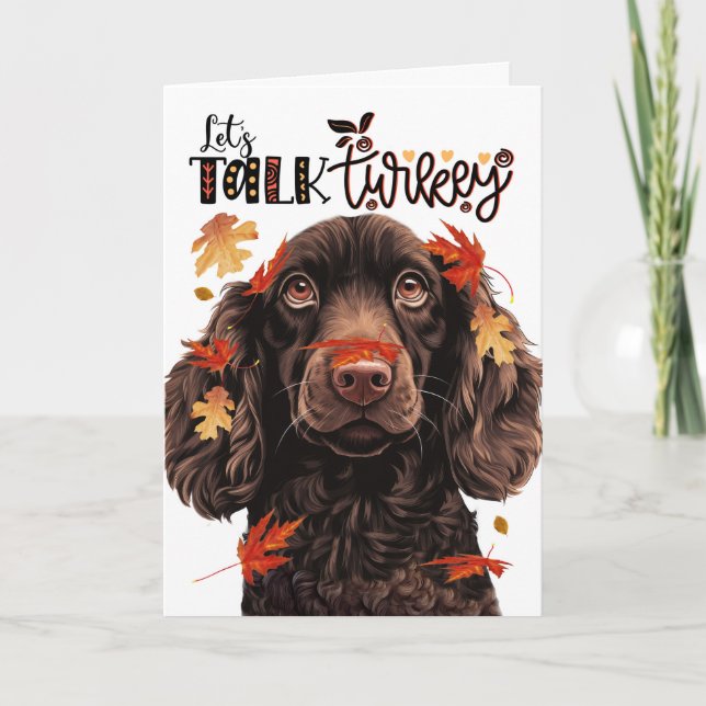 Cartes Pour Fêtes Annuelles Thanksgiving Boykin Spaniel Dog Parlons Turquie (Devant)