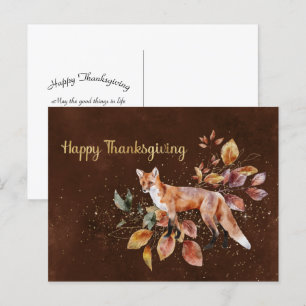 Cartes Pour Fêtes Annuelles Thanksgiving Brown Fox Feuilles