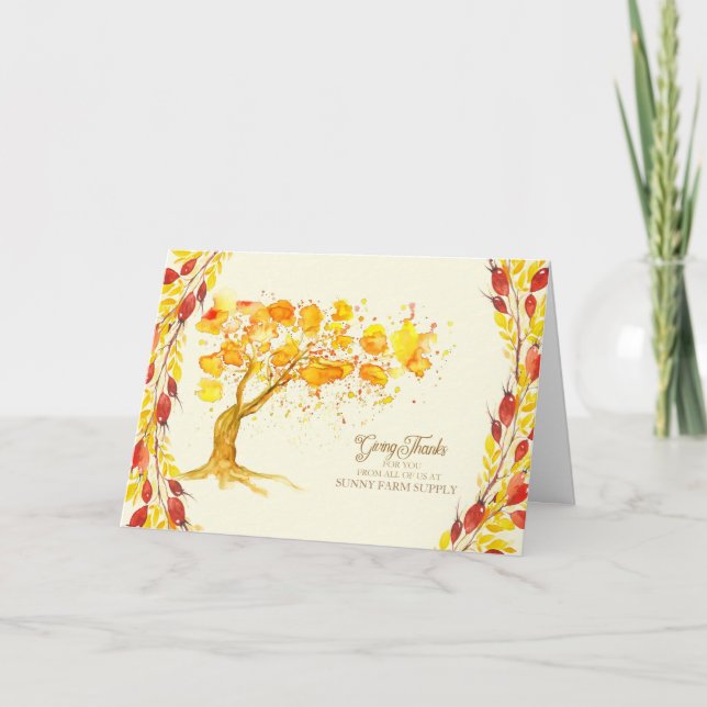 Cartes Pour Fêtes Annuelles Thanksgiving business pour les clients Arbre d'aut (Devant)