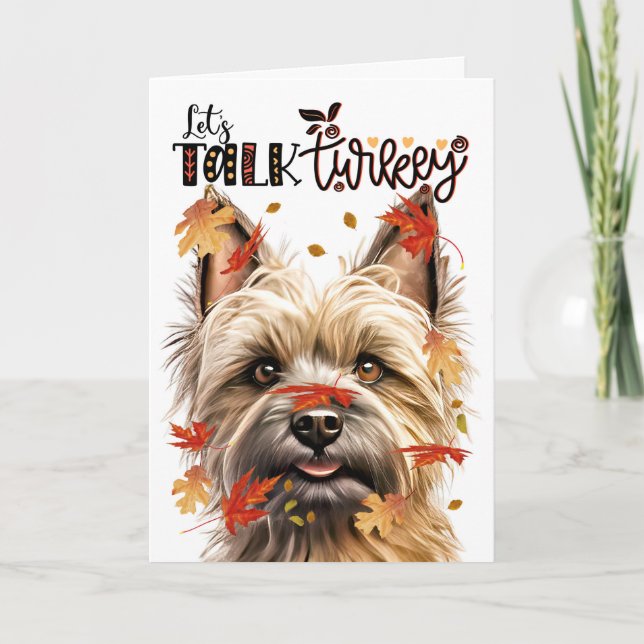 Cartes Pour Fêtes Annuelles Thanksgiving Cairn Terrier Dog Parlons Turquie (Devant)