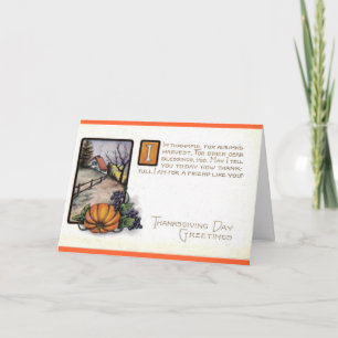 Cartes Pour Fêtes Annuelles Thanksgiving Card For Friend