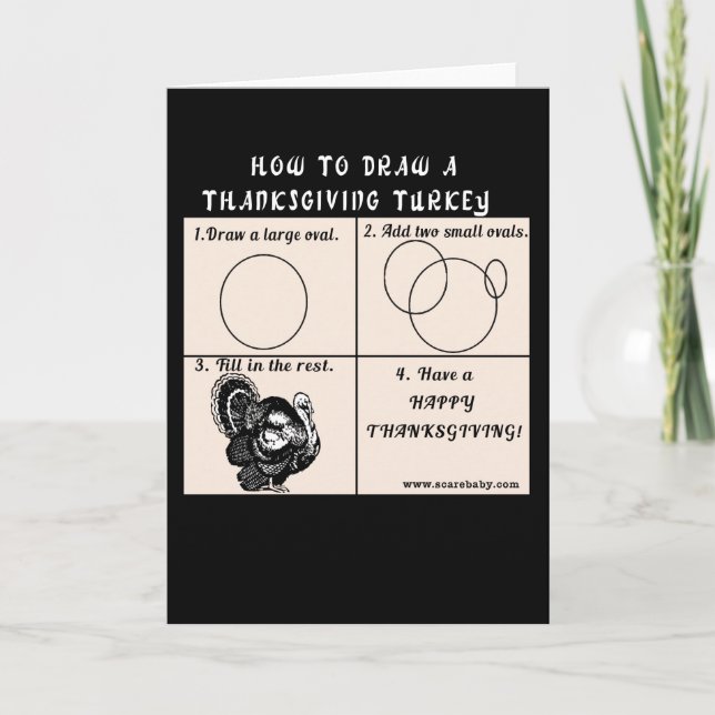 Cartes Pour Fêtes Annuelles Thanksgiving Card Humor Draw a Turkey (Devant)