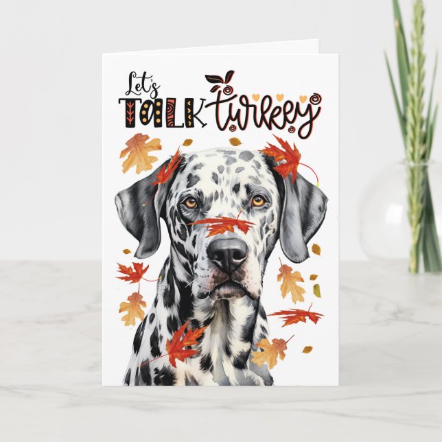 Cartes Pour Fêtes Annuelles Thanksgiving Chien Dalmatien Parlons Turquie (Devant)