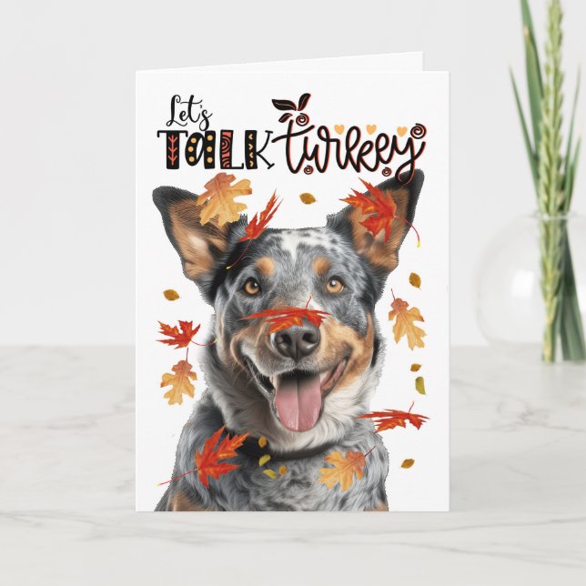 Cartes Pour Fêtes Annuelles Thanksgiving Chien de bétail Parlons Turquie (Devant)
