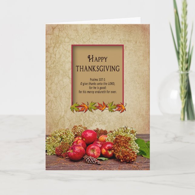Cartes Pour Fêtes Annuelles Thanksgiving - Christian - Pommes/Hydrangeas Autom (Devant)