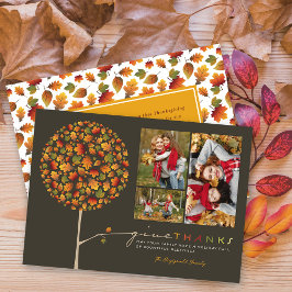 Cartes Pour Fêtes Annuelles Thanksgiving Coloré Feuille Pop Tree 3 Photo