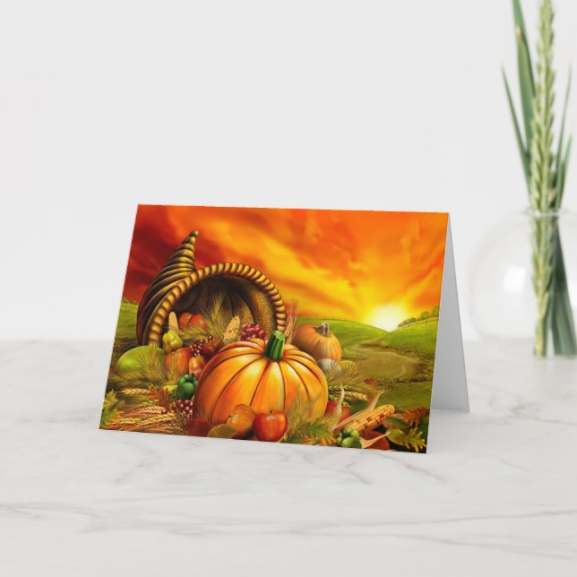 Cartes Pour Fêtes Annuelles Thanksgiving Cornucopia (Devant)