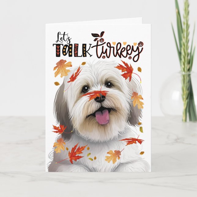 Cartes Pour Fêtes Annuelles Thanksgiving Coton de Tulear Dog Parlons de Turqui (Devant)