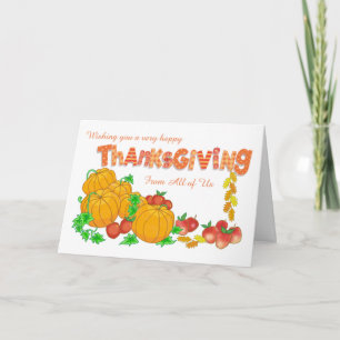 Cartes Pour Fêtes Annuelles Thanksgiving de All Us Citrouille Holiday Card