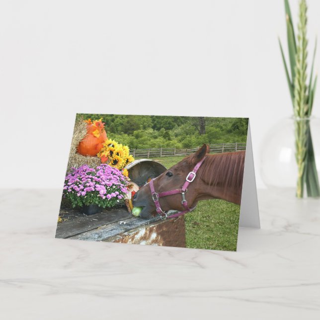 Cartes Pour Fêtes Annuelles Thanksgiving de cheval (Devant)