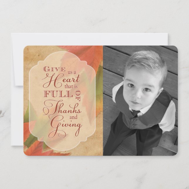 Cartes Pour Fêtes Annuelles Thanksgiving - Donnez-nous un Coeur photo personna (Devant)