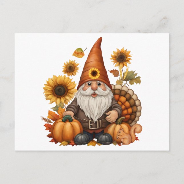 Cartes Pour Fêtes Annuelles Thanksgiving Gnome (Devant)