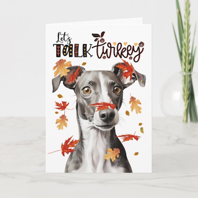 Cartes Pour Fêtes Annuelles Thanksgiving Greyhound Dog Parlons Turquie (Devant)