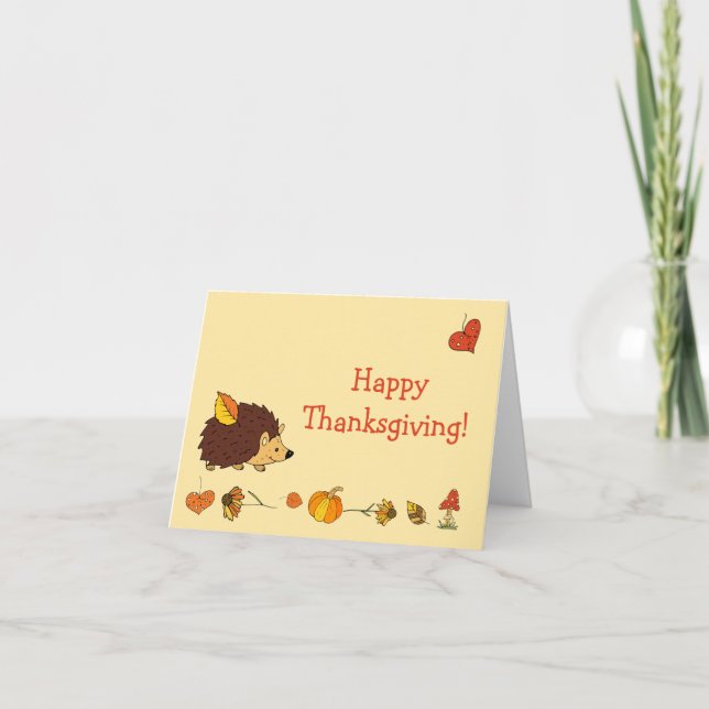 Cartes Pour Fêtes Annuelles Thanksgiving Hedgehog (Devant)