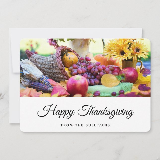 Cartes Pour Fêtes Annuelles Thanksgiving Holiday Autumn Harvest Table (Devant)