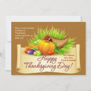 Cartes Pour Fêtes Annuelles Thanksgiving Horn of Plenty Card