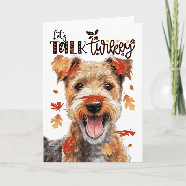 Cartes Pour Fêtes Annuelles Thanksgiving Lakeland Terrier Parlons Turquie (Devant)