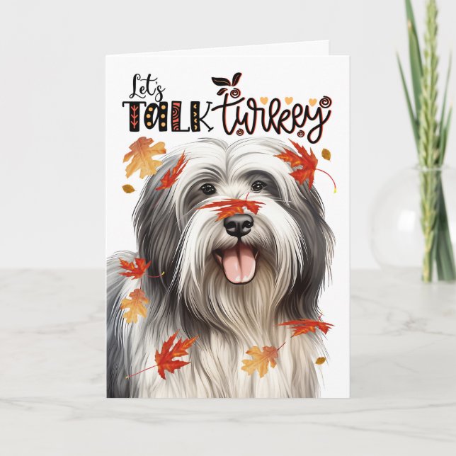 Cartes Pour Fêtes Annuelles Thanksgiving Lowchen Dog Parlons Turquie (Devant)
