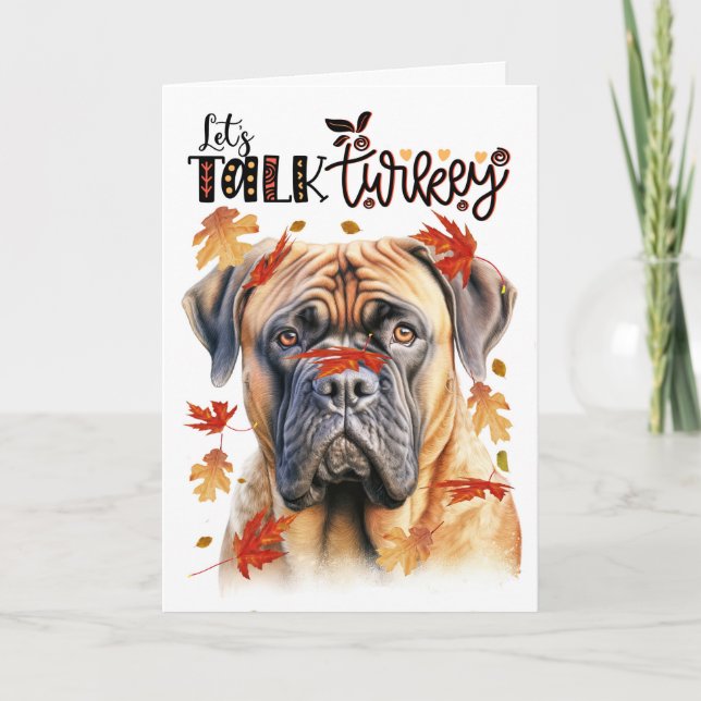 Cartes Pour Fêtes Annuelles Thanksgiving Mastiff Dog Parlons Turquie (Devant)