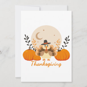 Cartes Pour Fêtes Annuelles Thanksgiving mignon Turquie Citrouille Moon