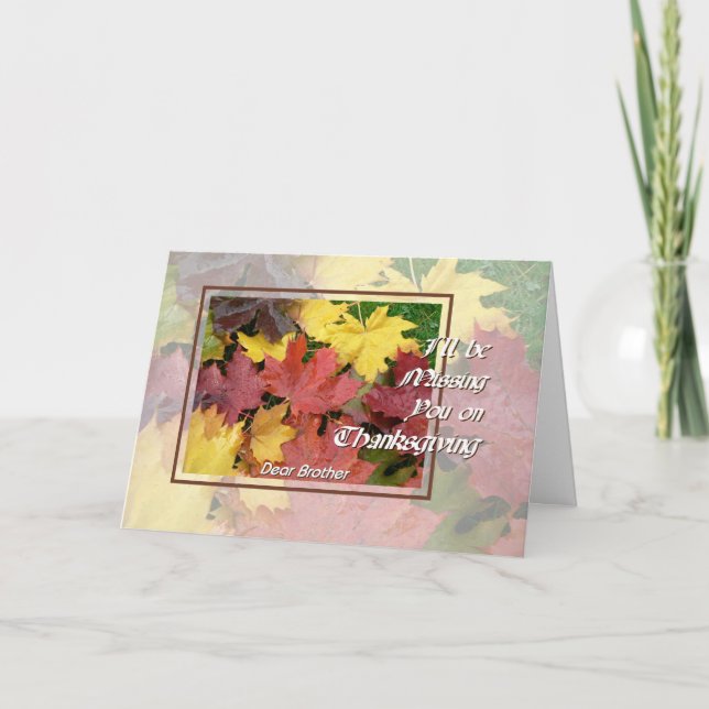Cartes Pour Fêtes Annuelles Thanksgiving Missing You Frère Maple Feuilles (Devant)