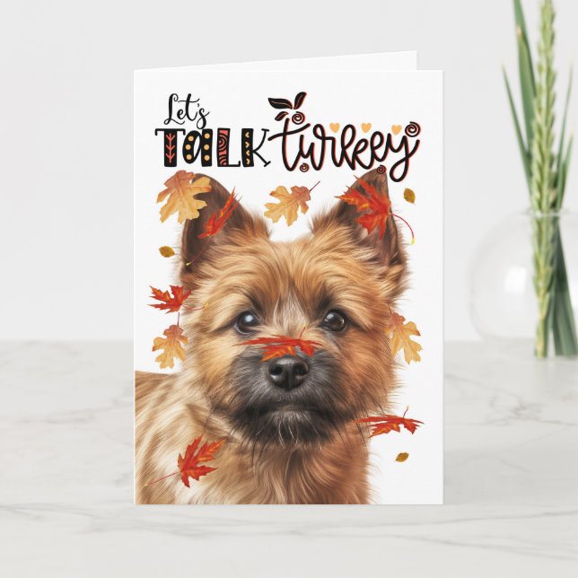 Cartes Pour Fêtes Annuelles Thanksgiving Norwich Terrier Dog Parlons Turquie (Devant)