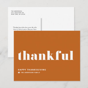 Cartes Pour Fêtes Annuelles Thanksgiving Orange Retro Typographie