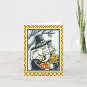 CARTES POUR FÊTES ANNUELLES THANKSGIVING PACHYDERM, THANKFUL PILGRIM ELEPHANT