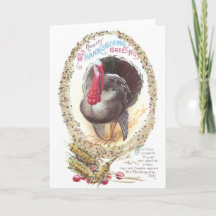 Cartes Pour Fêtes Annuelles Thanksgiving perlé de cru de la Turquie