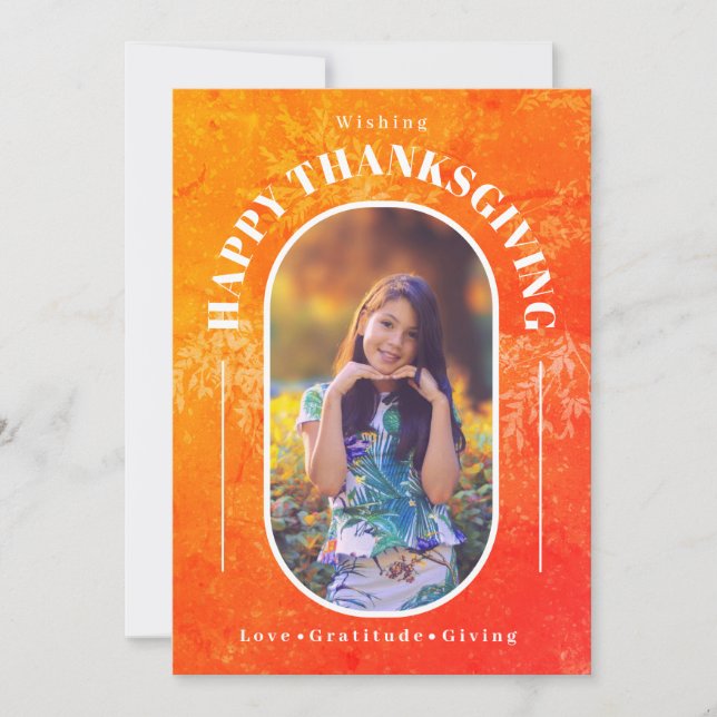 Cartes Pour Fêtes Annuelles Thanksgiving Photo Modern Orange (Devant)